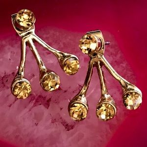 Dainty gold ear jacket earrings
